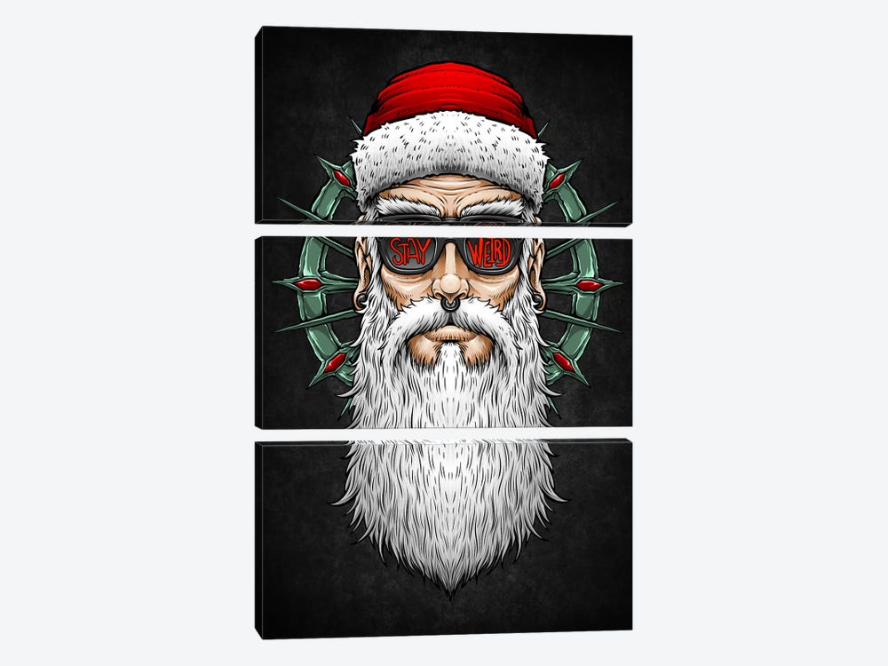 Hipster Santa Claus Stay Weird by Winya Sangsorn 3-piece Canvas Wall Art