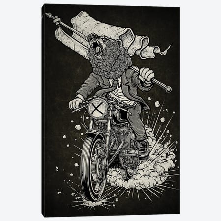 Bear And Motorcycle Canvas Print #WYS28} by Winya Sangsorn Art Print
