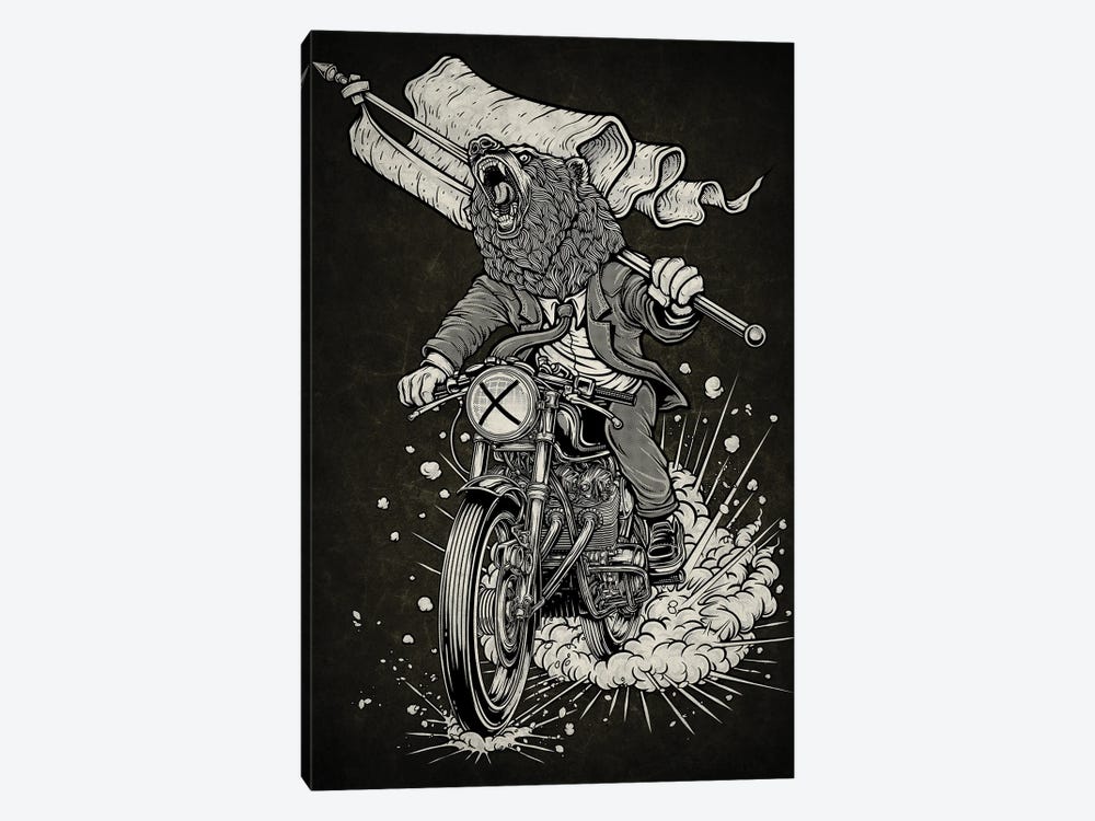 Bear And Motorcycle by Winya Sangsorn 1-piece Canvas Artwork