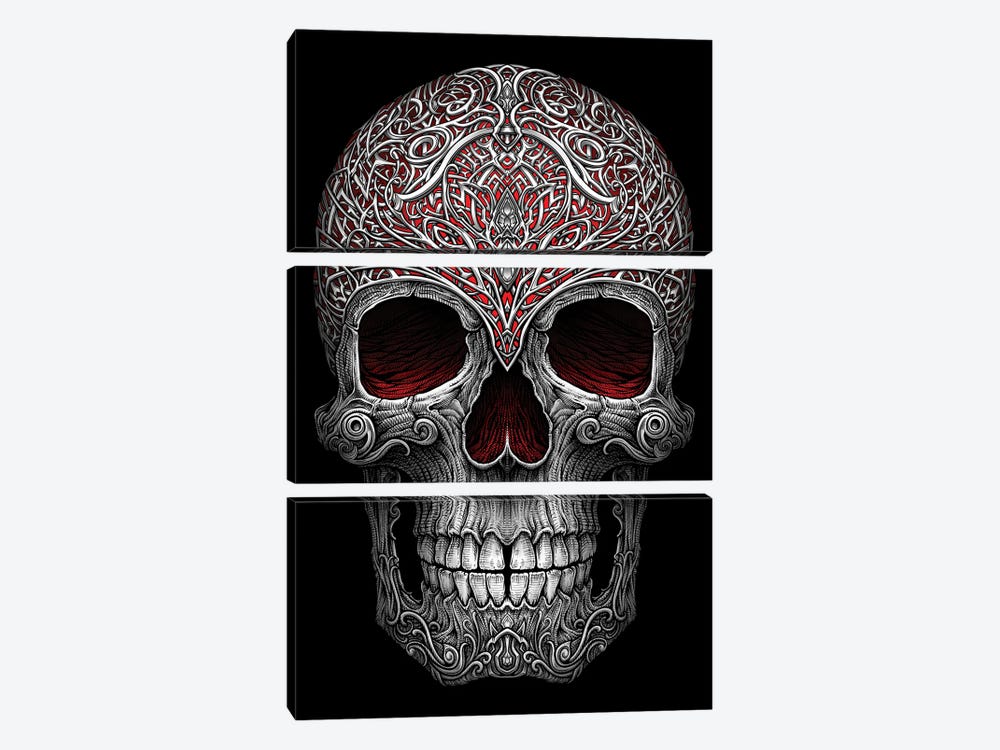 The Enigmatic Carved Skull by Winya Sangsorn 3-piece Canvas Wall Art
