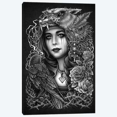 Female Native American Tiger Headdress Canvas Print #WYS29} by Winya Sangsorn Canvas Art Print