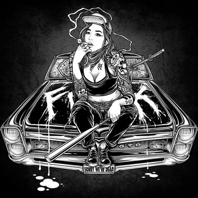 Girl Street Car by Winya Sangsorn framed canvas print