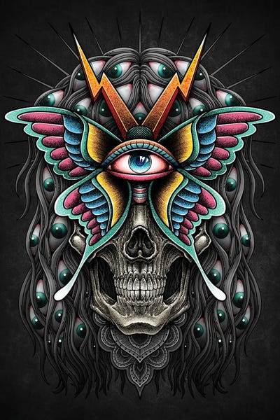 The Cursed Butterfly And The Demon Eye by Winya Sangsorn art print