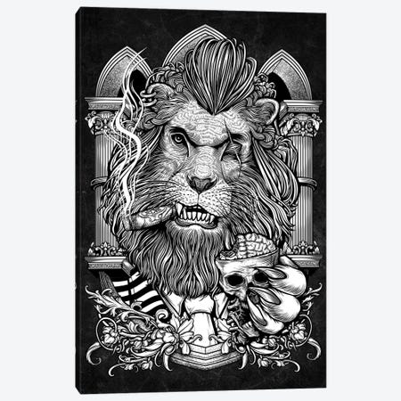 Mafia Lion Smoking Cigar And A Cup Of Brain Canvas Print #WYS3} by Winya Sangsorn Canvas Wall Art