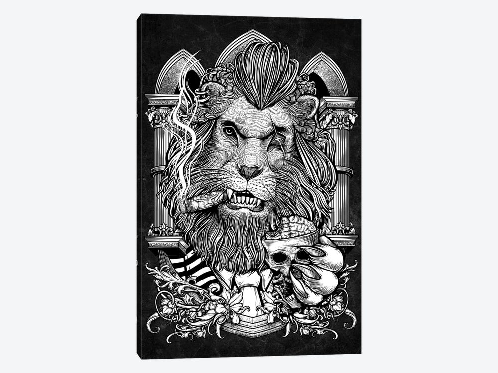 Mafia Lion Smoking Cigar And A Cup Of Brain by Winya Sangsorn 1-piece Canvas Wall Art