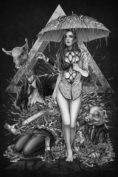 Winya Sangsorn: Woman With Chainsaw Under The Rain by Winya Sangsorn