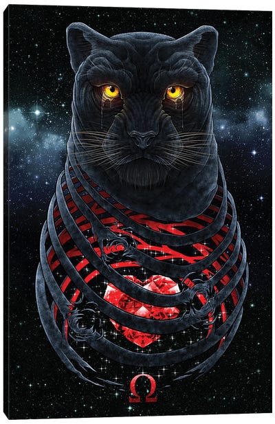 Black Panther Heart Canvas Art Print - Panther Art