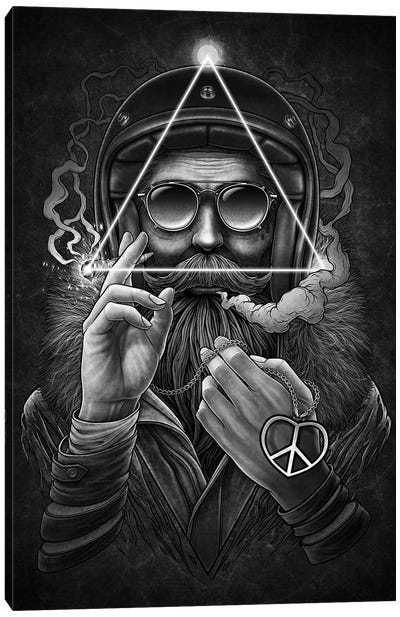 Man Smoking Wearing Sunglasses With Hispster Beard Canvas Art Print - Smoking Art