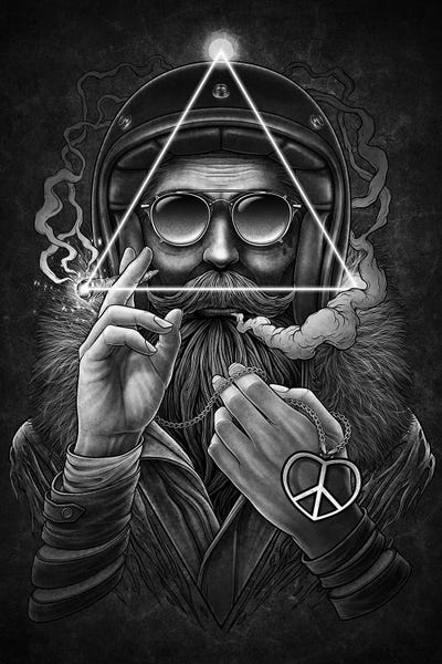 Smoking: Man Smoking Wearing Sunglasses With Hispster Beard by Winya Sangsorn