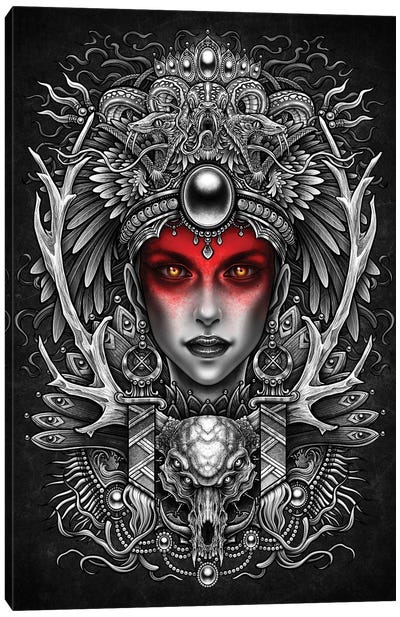 Wicth With Headdress Canvas Art Print - Witch Art