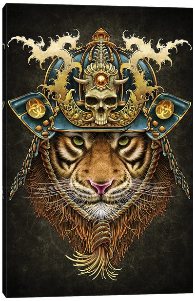 Samurai Tiger Canvas Art Print - Tattoo Parlor