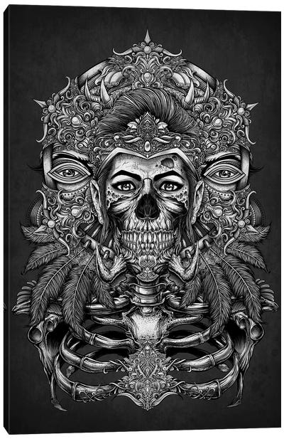Aztec God Of The Land Of Death Canvas Art Print - Tattoo Parlor