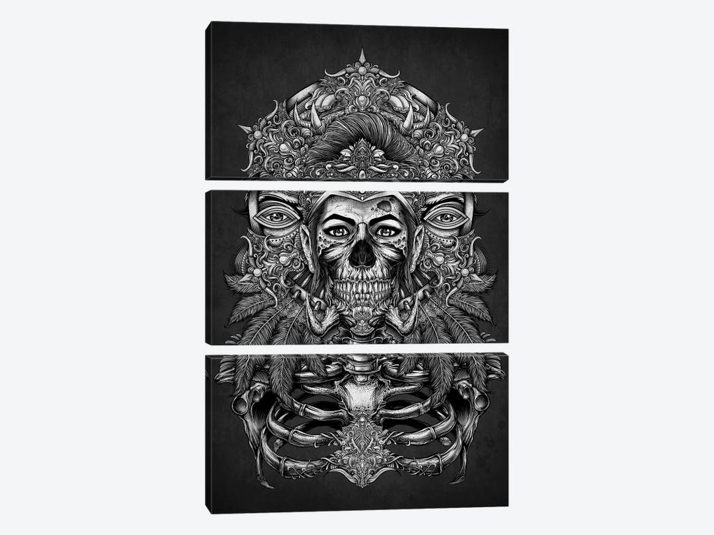 Aztec God Of The Land Of Death by Winya Sangsorn 3-piece Canvas Art