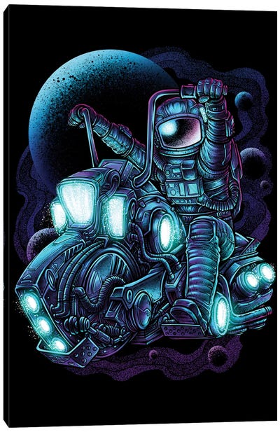 Astronaut Riding Motorcycle Canvas Art Print - Winya Sangsorn