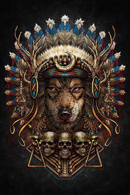 American Native Wolf Headdress