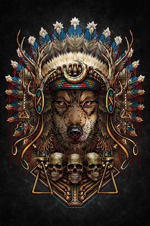 American Native Wolf Headdress I