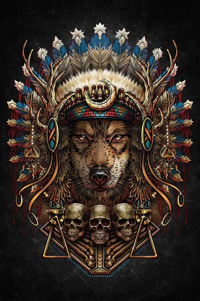 Tattoo Parlor: American Native Wolf Headdress I by Winya Sangsorn