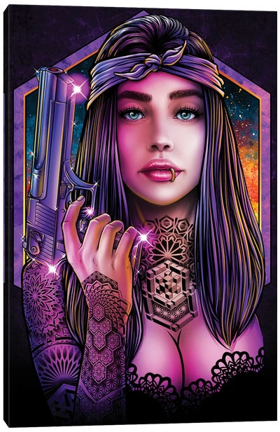 Badass Girl With Gun Canvas Art Print - Winya Sangsorn