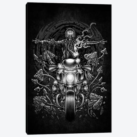 Skeleton Riding Motorcycle Canvas Print #WYS68} by Winya Sangsorn Canvas Print