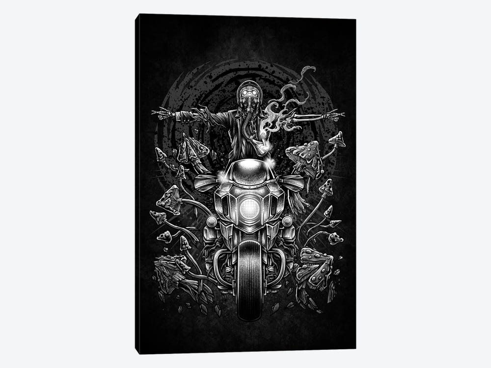 Skeleton Riding Motorcycle by Winya Sangsorn 1-piece Canvas Artwork