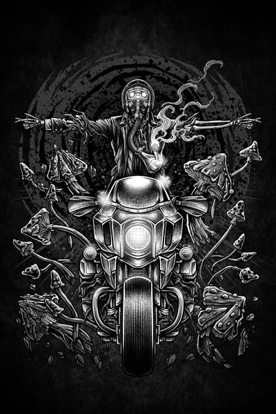 Tattoo Parlor: Skeleton Riding Motorcycle by Winya Sangsorn