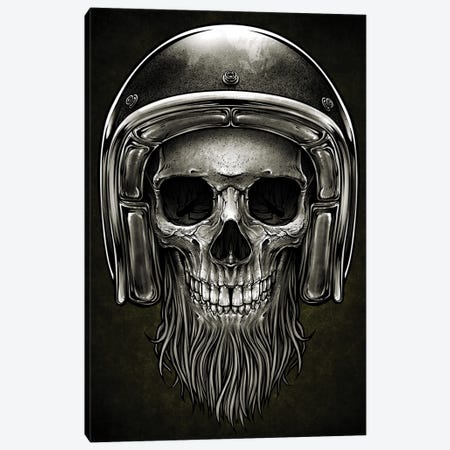 Skull In Helmet Canvas Print #WYS71} by Winya Sangsorn Canvas Wall Art