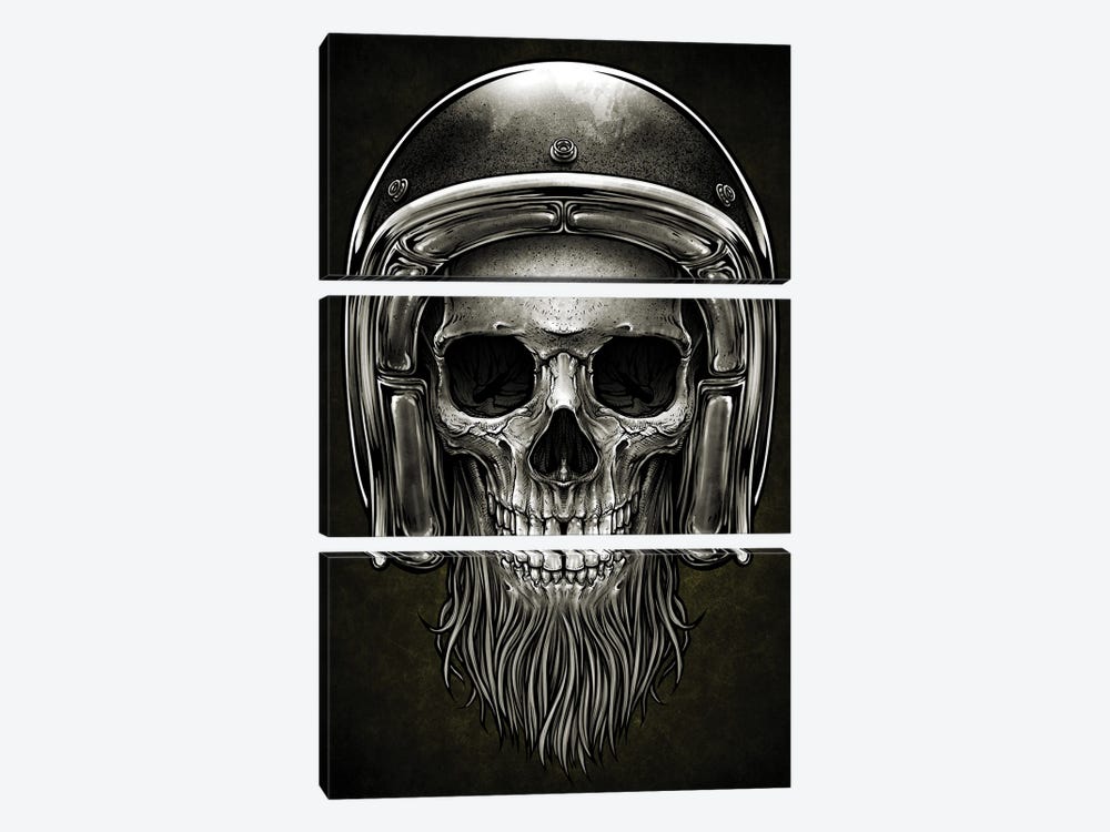 Skull In Helmet by Winya Sangsorn 3-piece Canvas Artwork