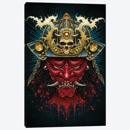 Red Oni Samurai Canvas Print #WYS73} by Winya Sangsorn Canvas Artwork