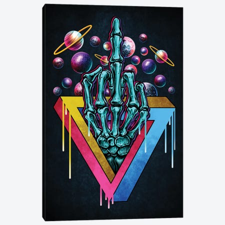 Hand Of The Skeleton With Raised Up Middle Finger Canvas Print #WYS78} by Winya Sangsorn Canvas Artwork