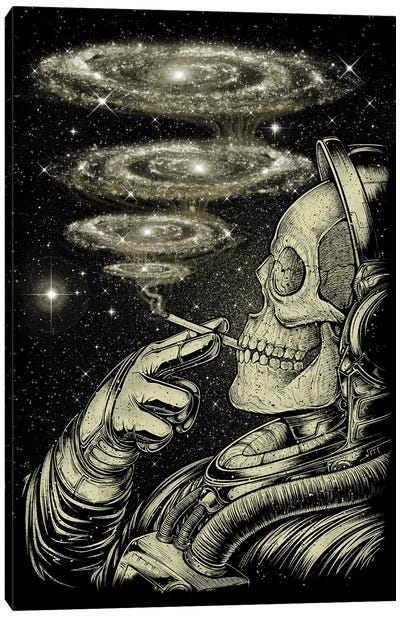 Smoking Skeleton Astronanut Canvas Art Print - Winya Sangsorn