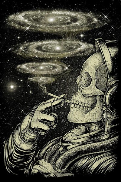 Smoking: Smoking Skeleton Astronanut by Winya Sangsorn