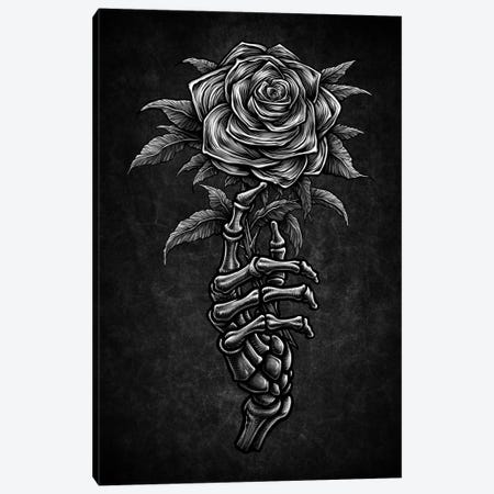 Vintage Skeleton Hand Holding Rose Canvas Print #WYS80} by Winya Sangsorn Canvas Print