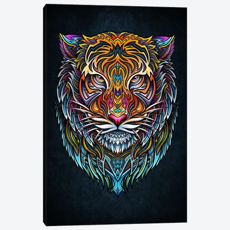 Tiger Face Viking Mandala Canvas Print #WYS83} by Winya Sangsorn Art Print