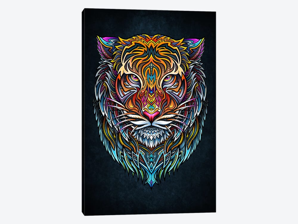 Tiger Face Viking Mandala by Winya Sangsorn 1-piece Canvas Art Print