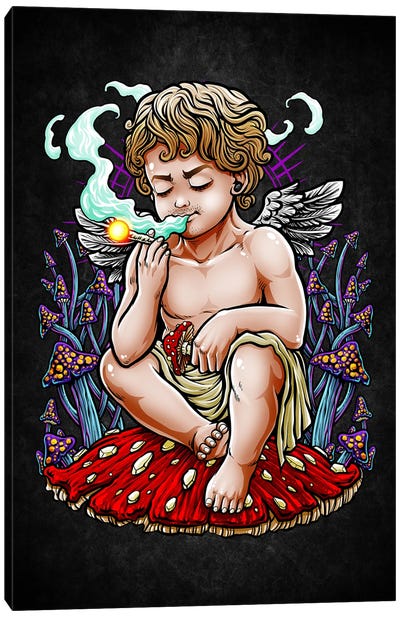 Holy Weed Cupid Canvas Art Print - Mushroom Art