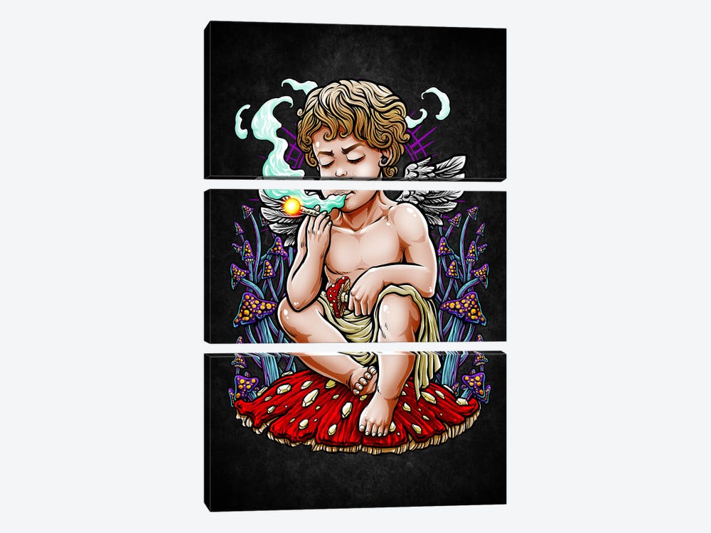 Holy Weed Cupid by Winya Sangsorn 3-piece Canvas Wall Art