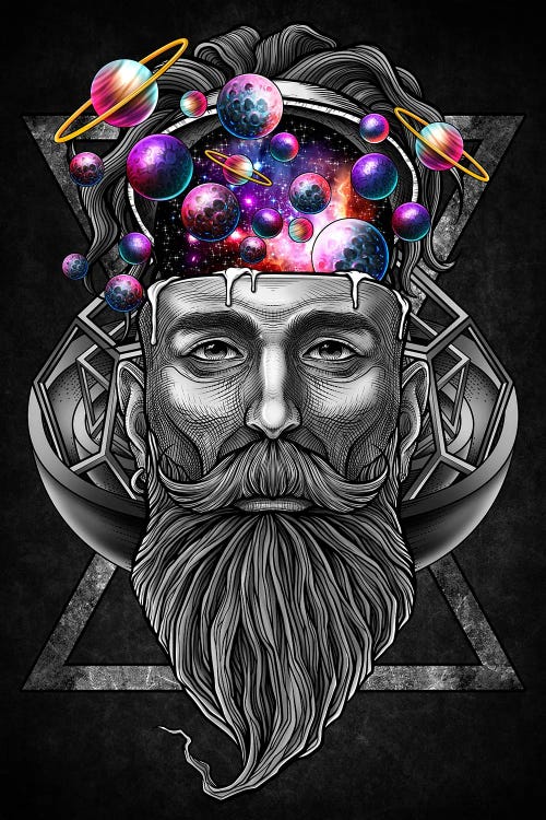Long Beard Hipster Trippy Solar System