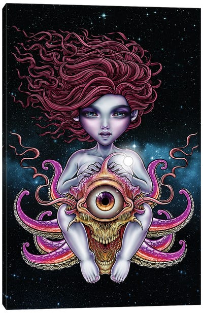 Fairy Girl And Sea Creture Tentacles Canvas Art Print - Eyes