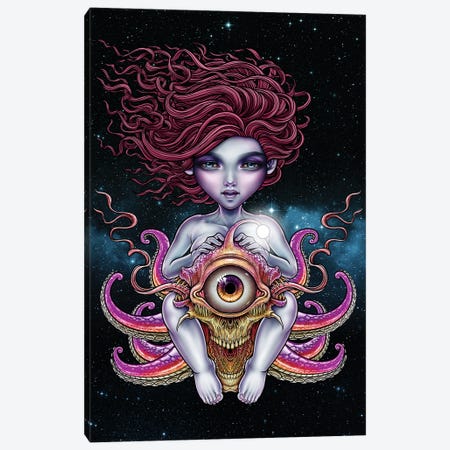 Fairy Girl And Sea Creture Tentacles Canvas Print #WYS97} by Winya Sangsorn Canvas Art Print