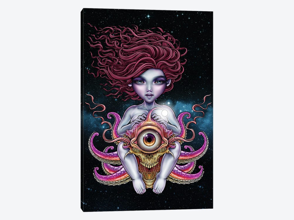 Fairy Girl And Sea Creture Tentacles by Winya Sangsorn 1-piece Canvas Artwork