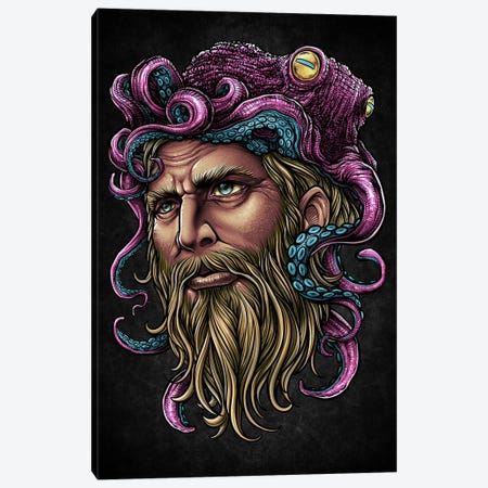 Monster Oldman Octopus Canvas Print #WYS99} by Winya Sangsorn Canvas Artwork