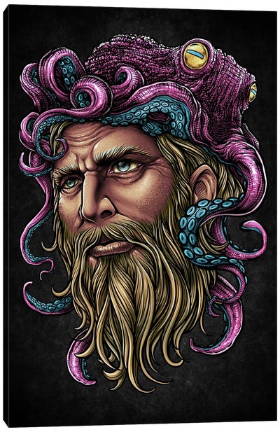 Monster Oldman Octopus Canvas Art Print - Mythological Figures