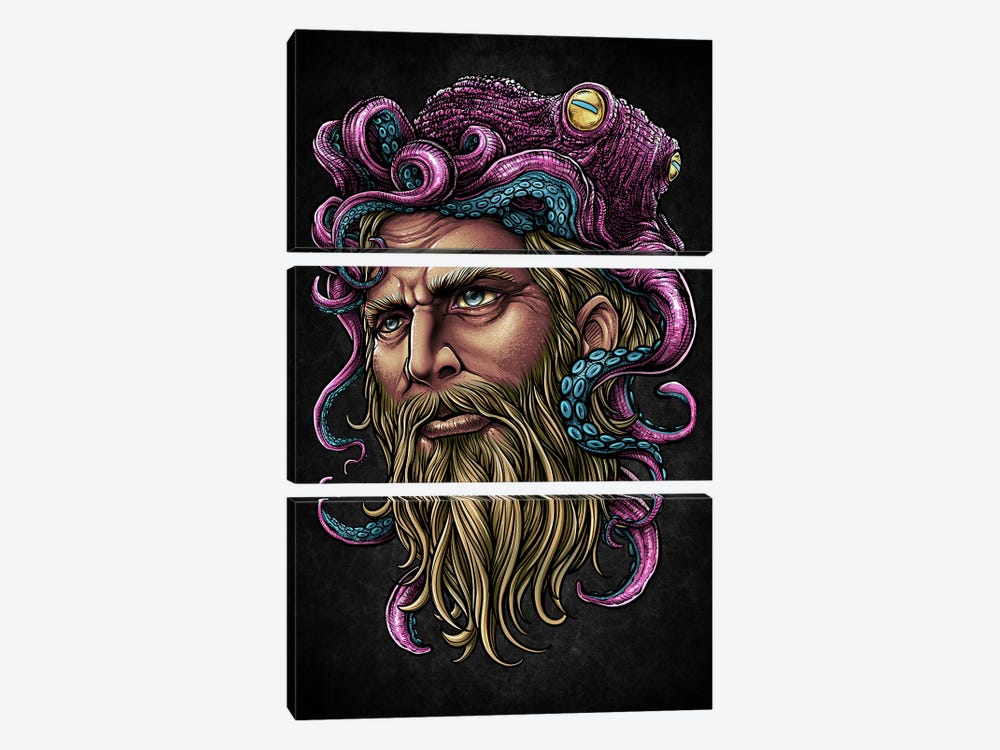 Monster Oldman Octopus by Winya Sangsorn 3-piece Canvas Artwork