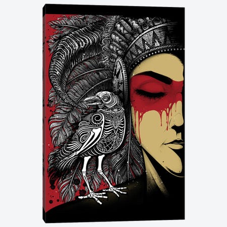 Man And The Crow Canvas Print #WYS9} by Winya Sangsorn Canvas Artwork