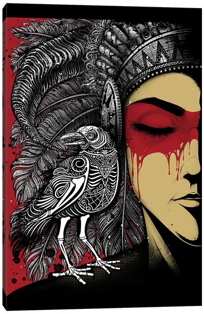 Man And The Crow Canvas Art Print - Winya Sangsorn