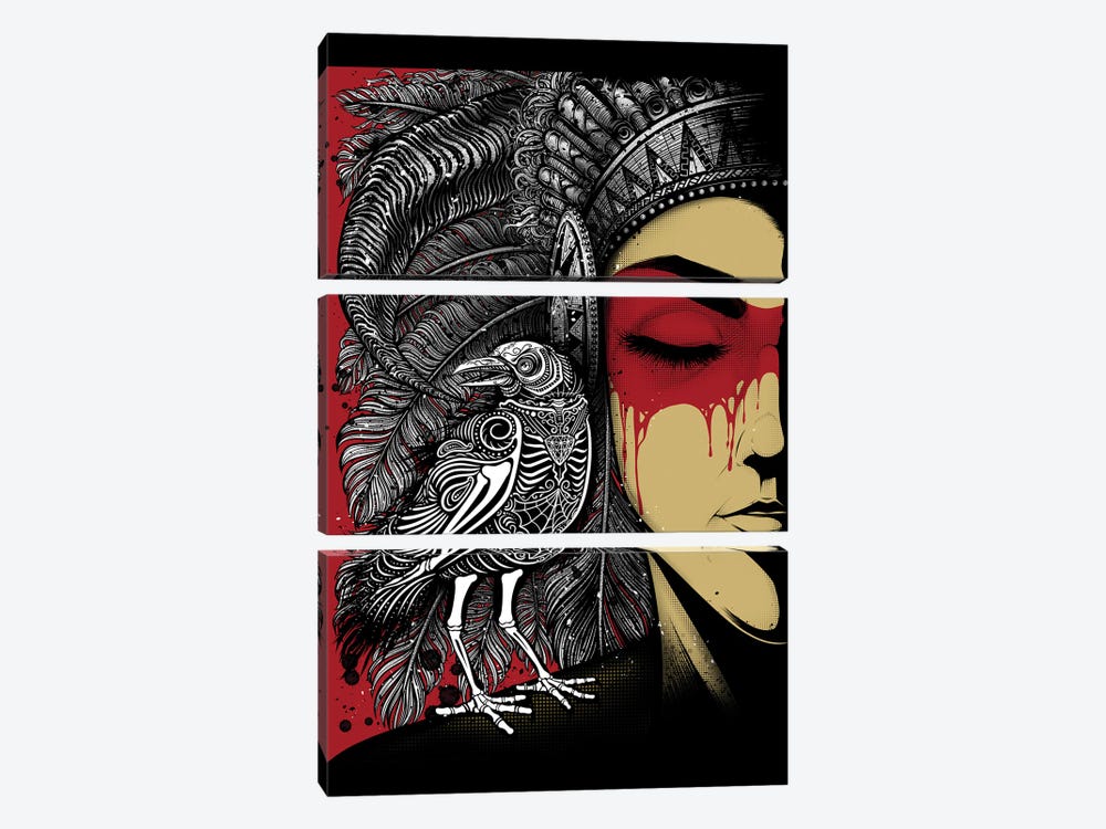 Man And The Crow 3-piece Canvas Artwork