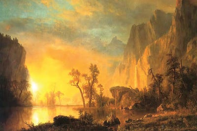 Sunrise & Sunset Art - Canvas Prints: Sunset in the Rockies by Albert Bierstadt