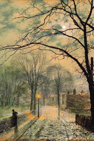 United Kingdom: A Moonlit Stroll, Bonchurch, Isle of Wight, 1878 by John Atkinson Grimshaw