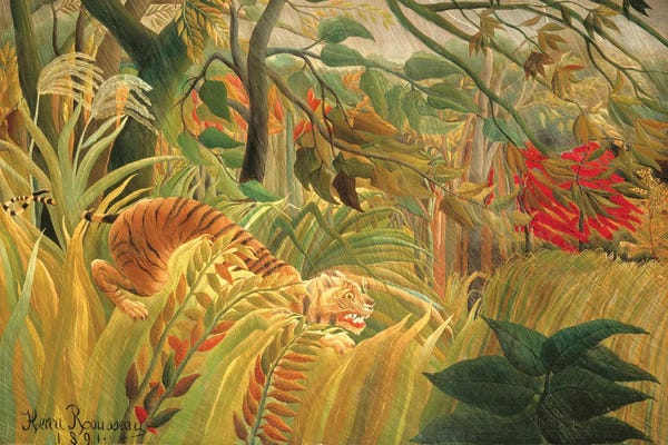 Fine Art Print: Tiger In A Tropical Storm (Surprised!), 1891 by Henri Rousseau