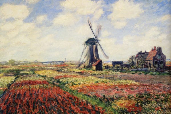 Impressionism: Tulip Fields with the Rijnsburg Windmill, 1886 by Claude Monet